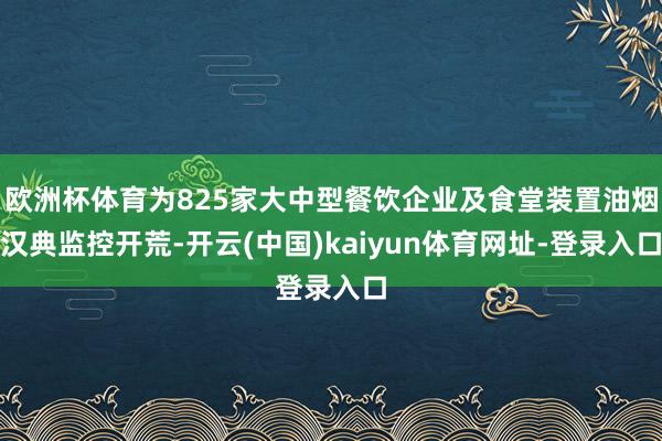 欧洲杯体育为825家大中型餐饮企业及食堂装置油烟汉典监控开荒-开云(中国)kaiyun体育网址-登录入口
