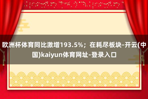 欧洲杯体育同比激增193.5%；在耗尽板块-开云(中国)kaiyun体育网址-登录入口